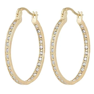 American Diamond Studded Gold Plated Hoop Earrings