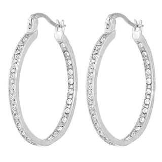 American Diamond Studded Silver Plated Hoop Earrings