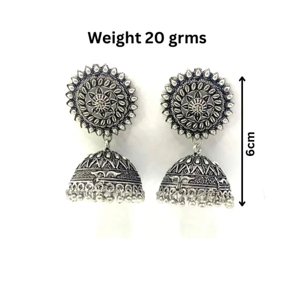 Amoolya Just Like U Oxidised JewelleryTraditional Floral Jhumka Earrings for Women
