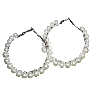 Batulii's online fashion white pearl earrings for women stylish hoop jhumka earrings set