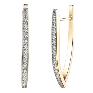 Diamond Cut CZ Clutch Back Stylish Hoop Earrings for Women