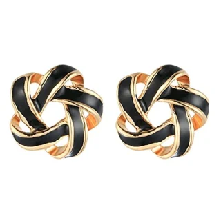 Fashion Jewellery intertwining black gold stud for women enamel plated western simple