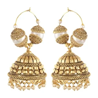 Gold Pearl hoop Jhumka for Women