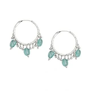 Gold plated Blue Hoop Earrings for women