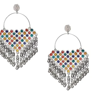 Jewellery Afghani Boho Style Silver Oxidised Chandbali Dangle Drop Earring For Girls Women