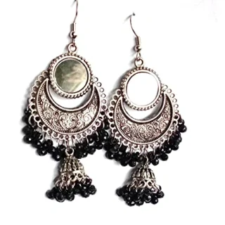 Latest Tredny Oxidised Silver Metallic Black Finish Traditional Indian Peacock Design