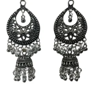 Light Weight Oxidised Silver Black Metal Earrings