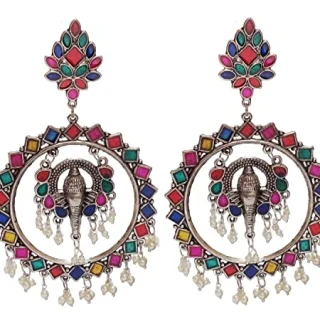 Lookelike Temple Enamel Chandbali Earrings for Women