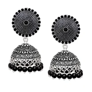 Meena Work Tops With Oxidised Jhumki Earring For Girls