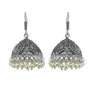 Oxidised Silver Jhumki Earrings