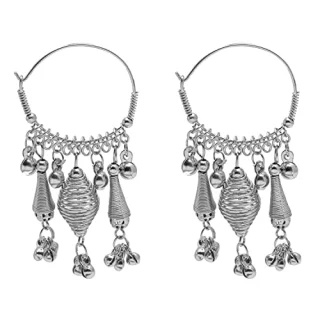 Shining Jewel Antique Silver Small Drop and Hook Style Jhumka Earrings for Women