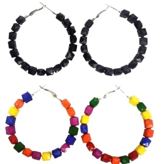 Tejaswini Women's Designer Two Square Pearl Beautiful Jhumka for Casual Multipurpose Hoop