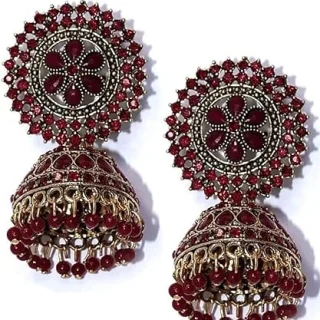 Traditional Ethnic Bridal Bride Wedding Indian Pearl Hangings Meenakari HoopBali Earrings