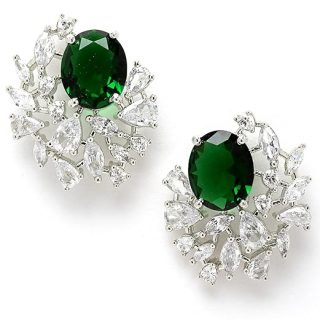 Women Green American Diamond Stud Earrings