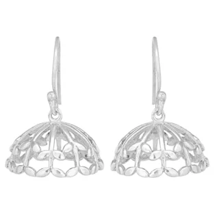 .5 Sterling Silver Leafy Floral Jhumkis - Stylish 925 Silver Jhumka Earrings for Women