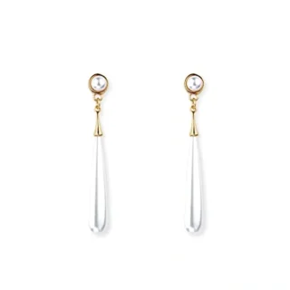 Attractive and Stylish Gold Plated Water Drop Long Pearl Earrings for Women