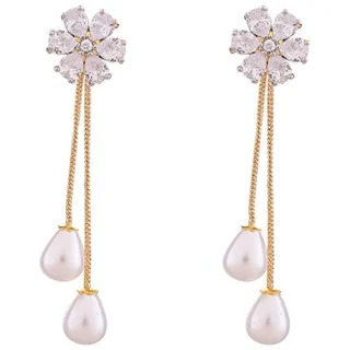 Brass Gold Plated Cubic Zirconia Earrings