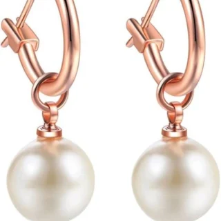 Copper Round Imitation Drop Dangle Earrings for Girls