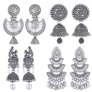 earrings for women fashion jhumka oxidised Silver Earrings for women Combo chandbali