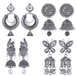 earrings for women fashion jhumka oxidised Silver Earrings for women Combo chandbali