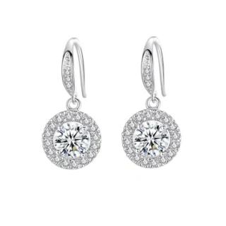 Earrings for Women Girls - Silver Tone Round, Fashion White Crystal and Pearl Drop Earring