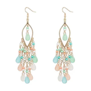 Earrings for Women - Gold Plated Long Beaded Tassel Earrings, Fashion Dangler Earrings