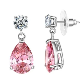 Earrings for Women - Oval Shaped, Multicolor Stone Crystal, Birthday