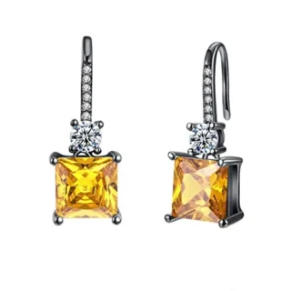 Earrings for Women - Silver Tone, , Fashion Yellow and White Stone Crystal Drop Earring