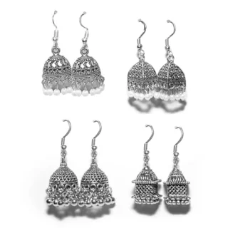 Earrings for women stylish jhumka small size - oxidised