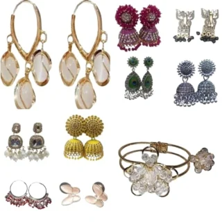 Fashion Jewellery Combo Set - 10 Pairs Traditional and Western Earrings, Mixed Designs