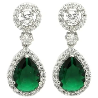 Fashion Rhodium Plated Brass Silver Toned Latest Fancy Tear Drop Dangle Earring For Women