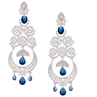 Floral Shaped American Diamond Dangle Chandelier Earring for Women
