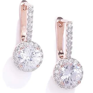 Glittering Cubic Zirconia Studded Rose Gold Bali Earring For Women-ZPFK7993
