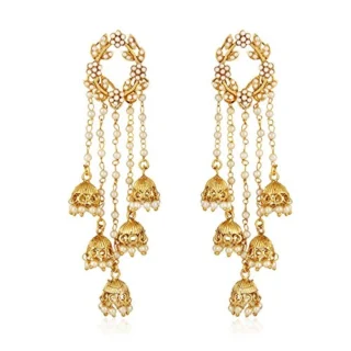 Gold Plated Stylish Pearl Jhumka Jhumki Traditional Earrings for Women