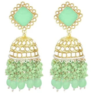 Gold Plated Traditional Faux Pearls with Kundan Studded Jhumka Jhumki Earrings