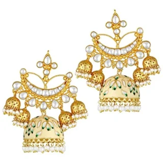 Indian Traditional Designer Kundan Enamel Gold Plated Jhumki Jhumka Earring For Women