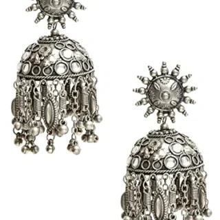 Jewellery Celebrity Inspired Oxidised Silver Big Size Jhumki Earrings for Girls