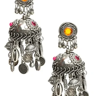 Jewellery Celebrity Inspired Oxidised Silver Big Size Jhumki Earrings for Girls