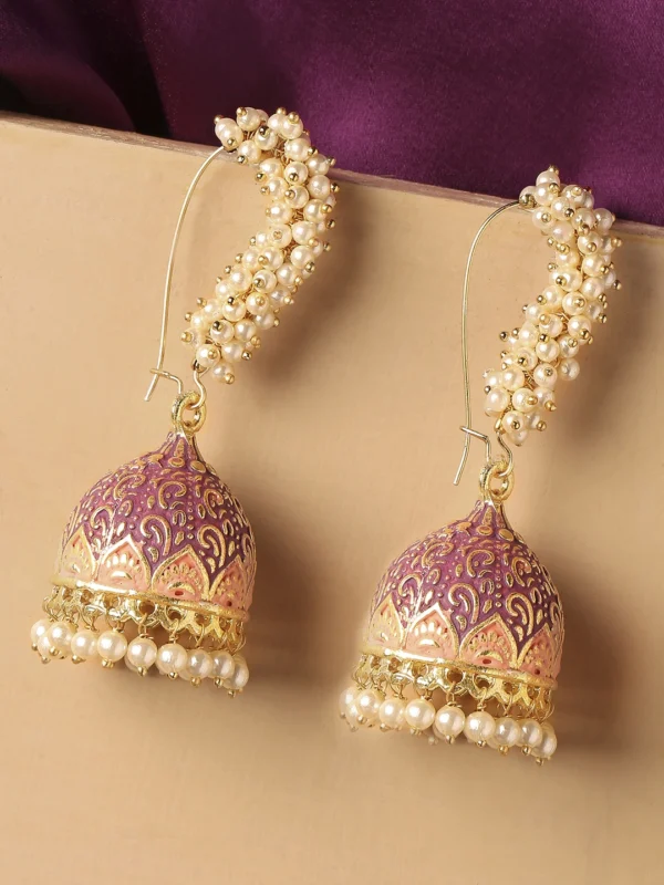 Jewellery Meenakari Enamel Pearls Ethnic JhumkaJhumki Earrings for Women Girls
