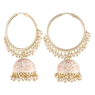 K Gold Plated Traditional Handcrafted Meenakari work Jhumki Earrings for WomenGirls
