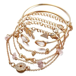 Latest Stylish Multilayer Gold Plated Bangle Bracelet for Women - Set of 6