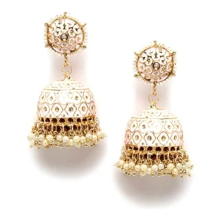 Latest Stylish Traditional Gold Plated Meenakari Pearl Jhumka Earrings for Women