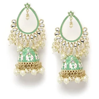 Latest Stylish Traditional Meenakari Kundan Pearl Jhumka Earrings for Women