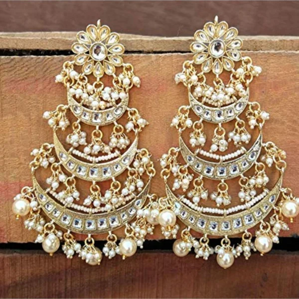 Layered Beaded Chandbali Earrings for Women