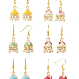 Meenakari Jhumka Earrings for Women - Traditional Small Jhumki Earrings Set for Girls,