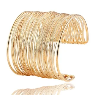 Non Precious Metal Gold Plated Stylish Kada Bangle Cuff Bracelet for Women