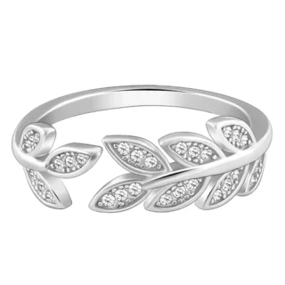 Silver Anushka Sharma Zircon Leaf Ring - Gifts for