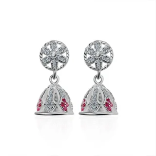 Silver Modish Jhumki Earrings - With 925 stamp and Certificate of, Gift for Women Girls