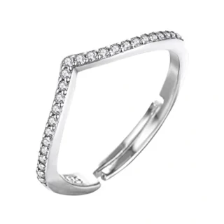 Silver Ring for Women Girls - Adjustable Crystal Ring, Birthday