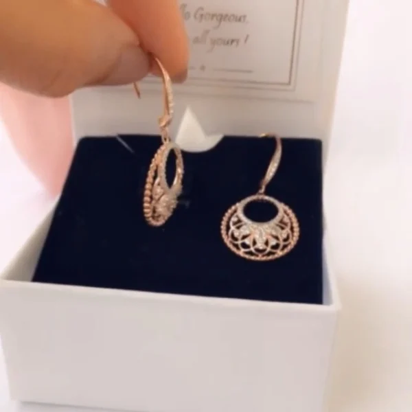 Silver Rose Gold Crescent Affair Earrings - Gifts for Women